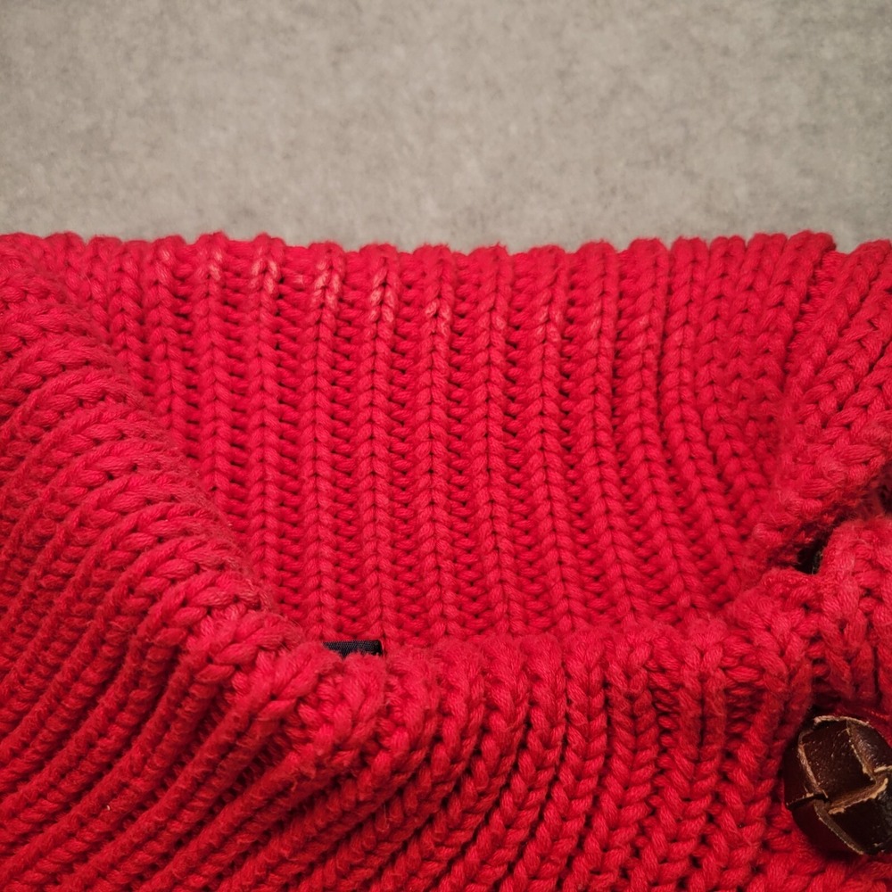 Womens Ralph Lauren Cable Knit Button Collar Sweater - Red - Picture 5 of 12
